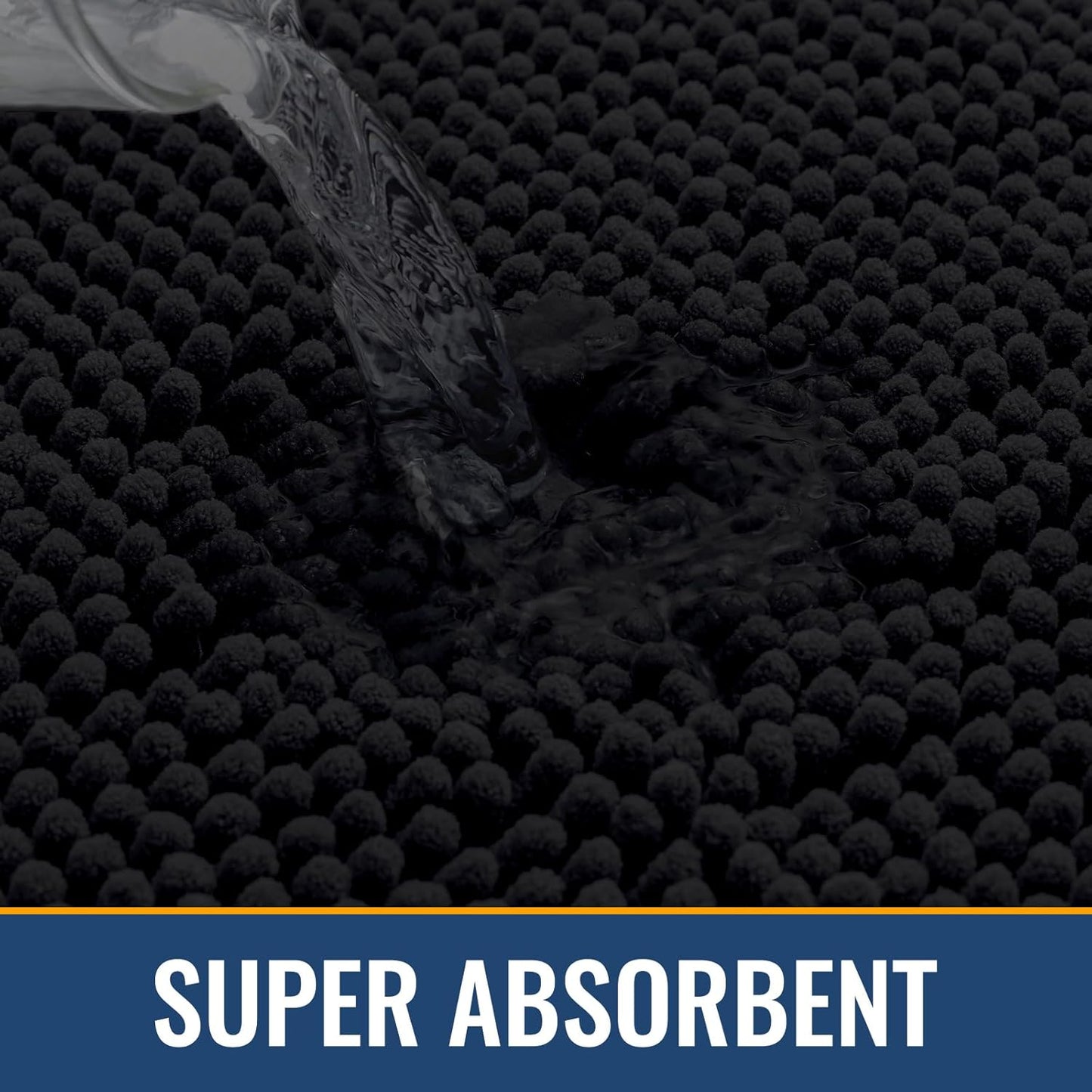 Arotive Bathroom Rugs 30x20, Extra Soft Absorbent Shaggy Chenille Bath Rugs, Machine Washable Rubber Backing Non-Slip Bath Mats for Bathroom Floor Tub and Shower, Home Decor Accessories, Black