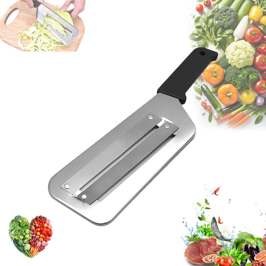 Dual Blade Julienne Cutter, Stainless Steel Shredder Slicer, Stainless Steel Cabbage Shredder for Coleslaw, Cabbage Slicer, Suitable for Vegetables and Fruits (Black)