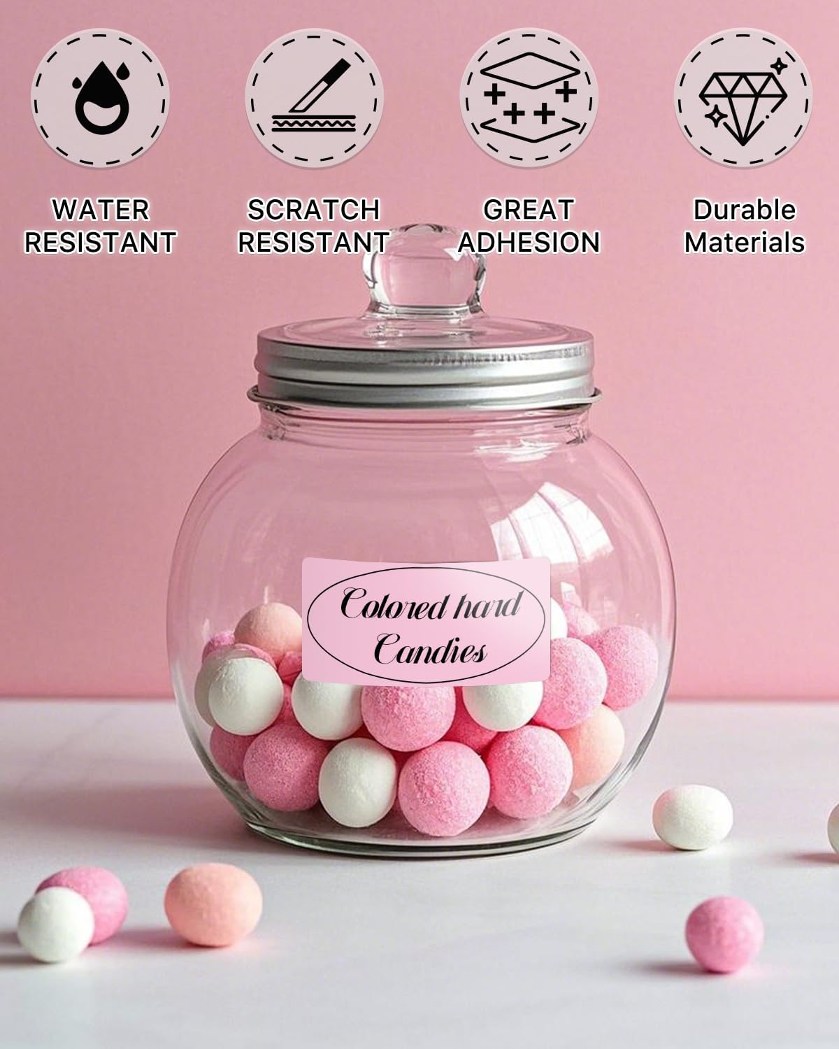 iEager 2x1 Inch Thermal Labels, Pink Rectangle Thermal Printer Stickers, Durable Shipping Label Printer Sticker for Barcode, Name, Address, 1000 Labels/Roll