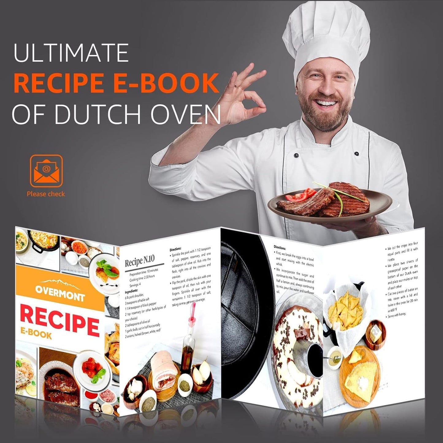 Overmont 2 in 1 Pre Seasoned Dutch Oven with Skillet Lid for Induction, Electric, Grill, Stovetop, BBQ, Camping (5 Quart)