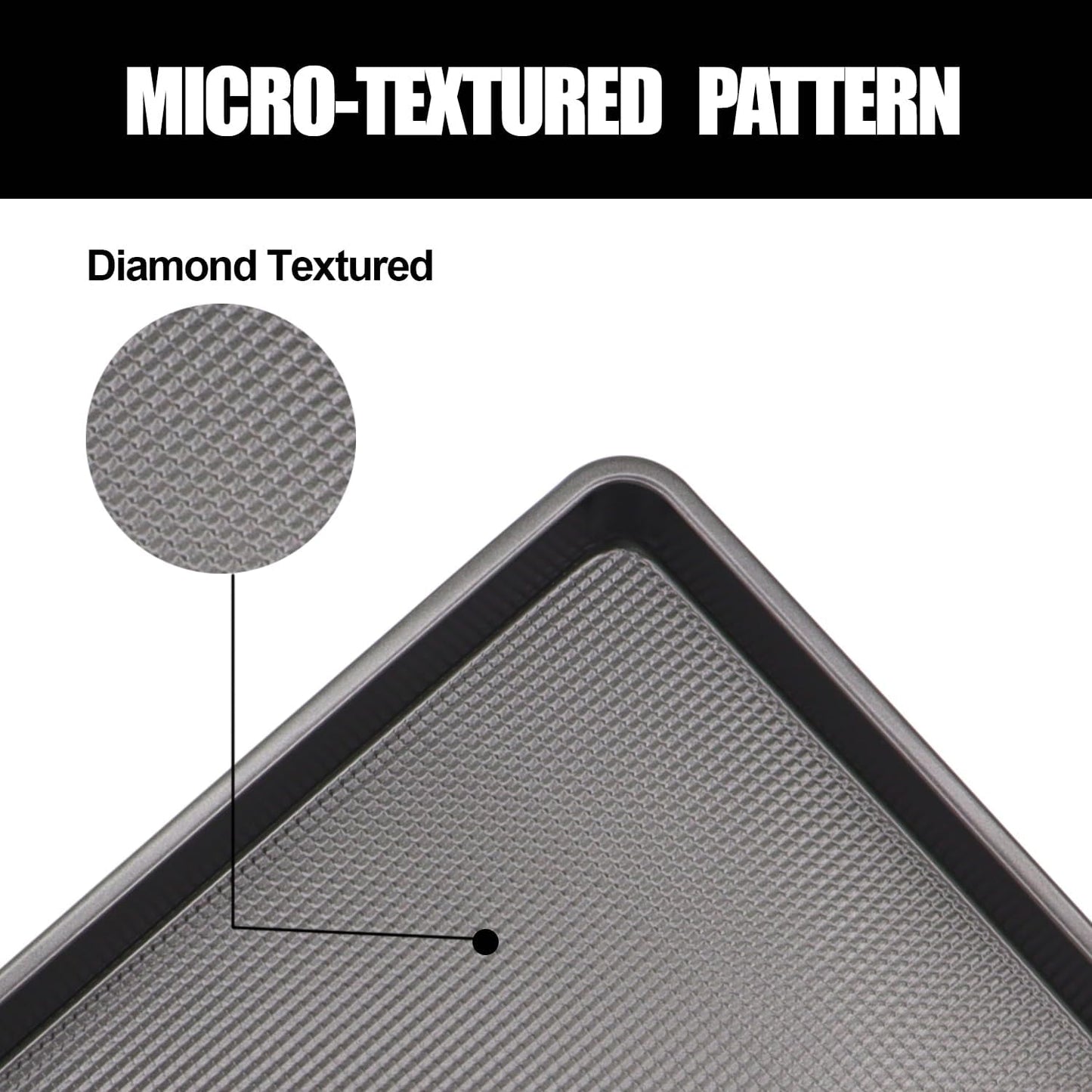 Cookie Sheets for Baking Nonstick, 2 Pack Heavy Duty 0.8mm Dark Gray Sheet Pan Set Quarter(9x13in) & Jelly Roll(10x15in), Diamond Textured Commercial Grade, Small Oven Safe
