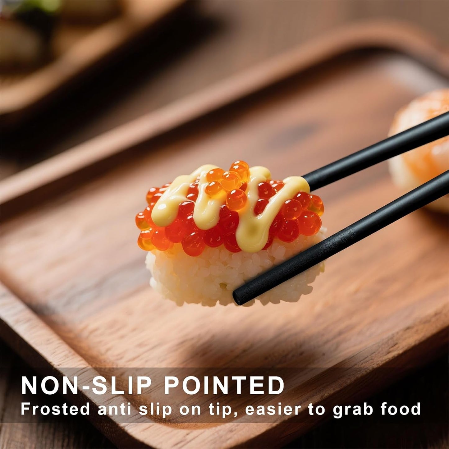 Chopsticks Reusable 5 Pairs Fiberglass Chopsticks Dishwasher Safe Square Lightweight Non-Slip Chop Sticks Set (golden-1)