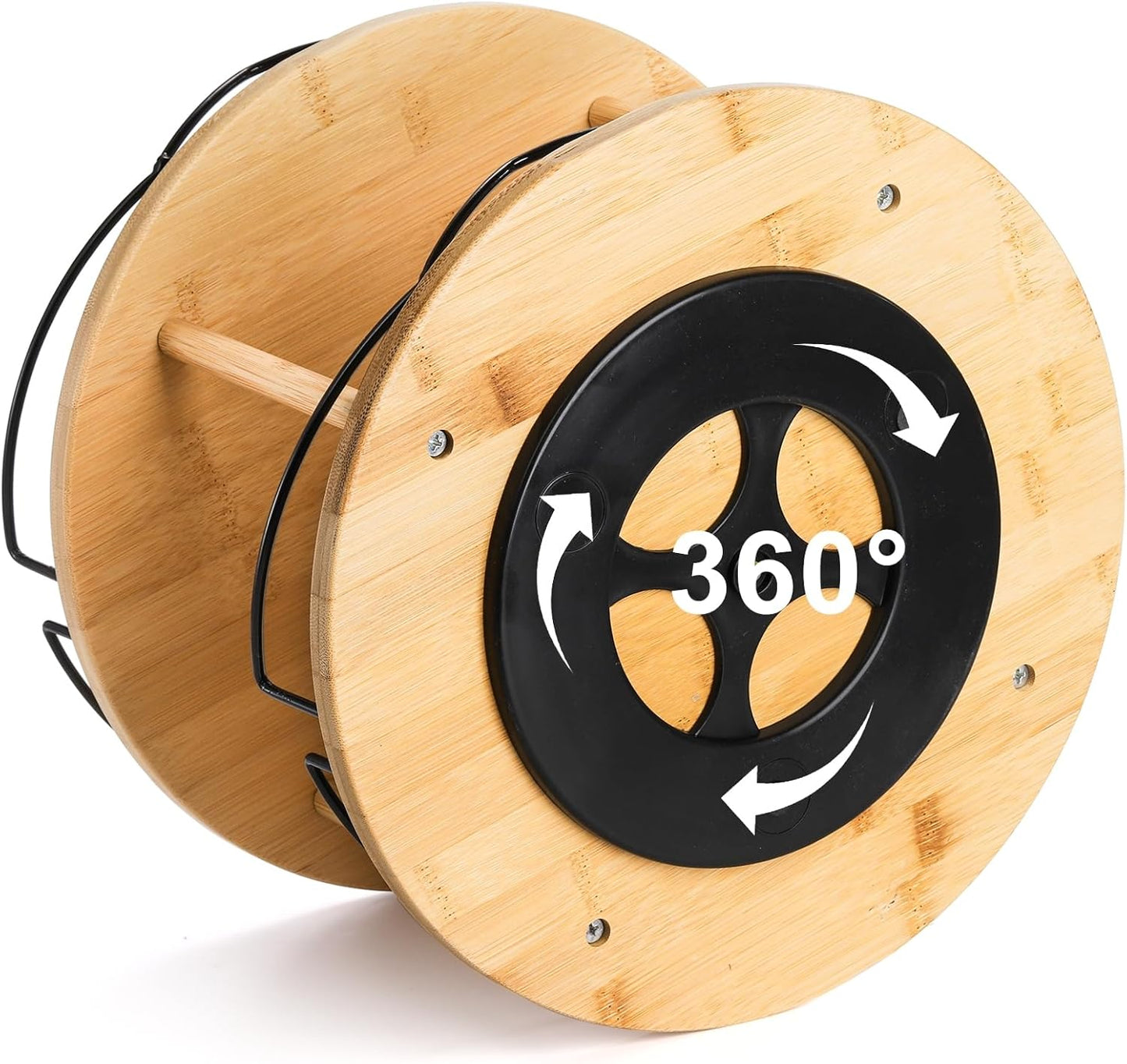 Yopay Lazy Susan Organizer 2 Tier, Bamboo Rotating Spice Rack for Kitchen Countertop Cabinet, Spinning Makeup Turntable Organizer with Steel Side for Vanity, Dining Table, Pantry, Condiments, 11 Inch