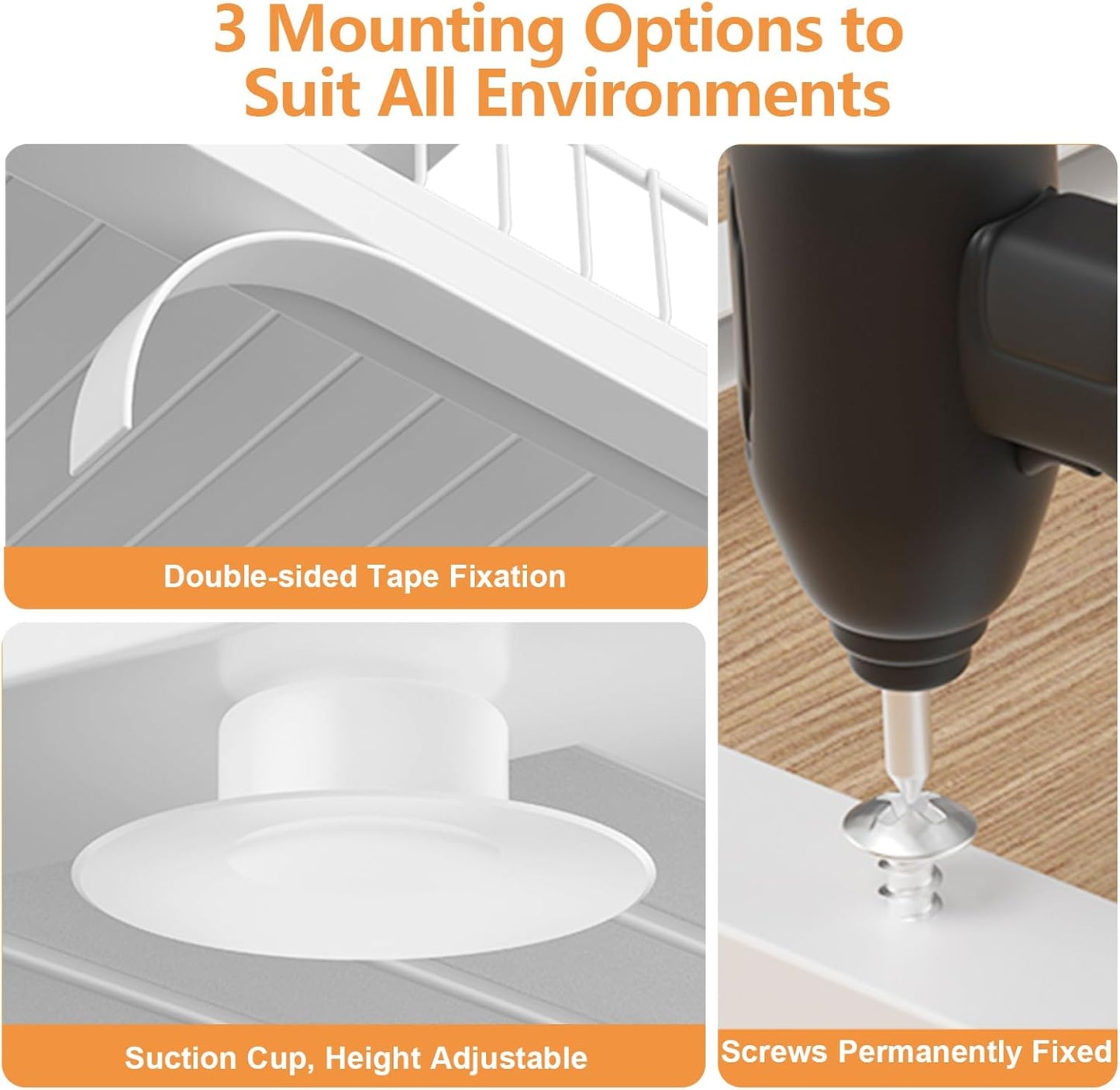 Under Sink Organizer, High Adjustable 2 Tier Under Kitchen Sink Organizer, Multi-Purpose Storage Shelf for Kitchen Bathroom Cabinet, White