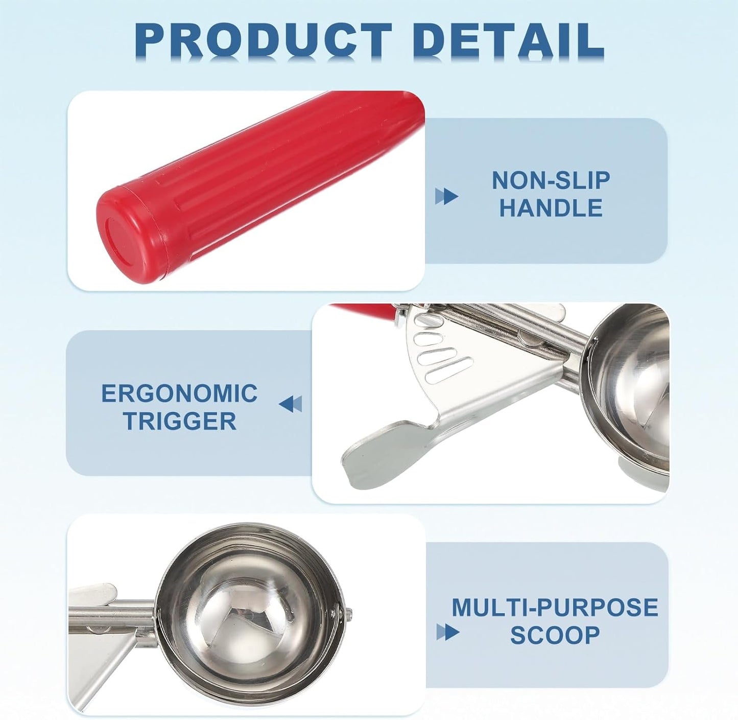 uxcell 2 Pcs Cookie Scoops, Ice Cream Scoop with Trigger for Baking Cookie Dough Rice Pudding Kitchen Gadget, Red, Yellow