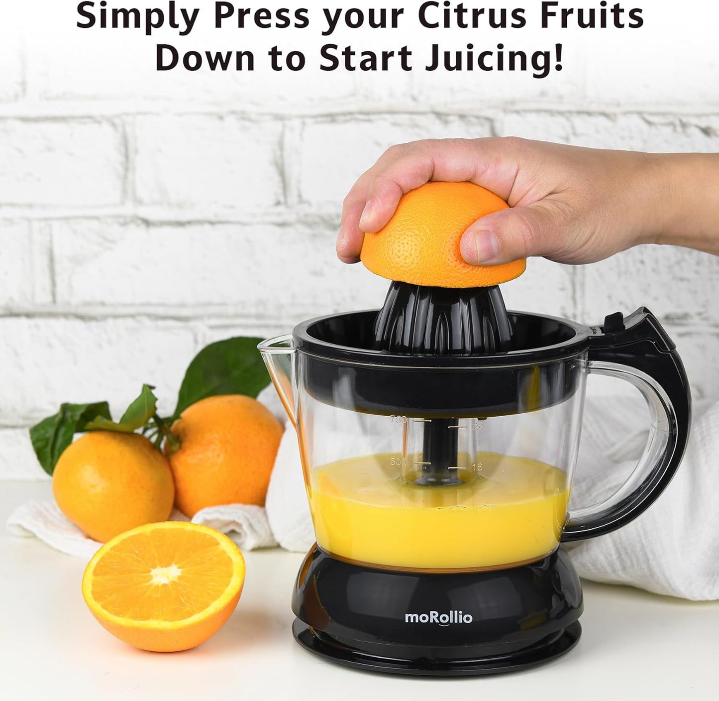 Electric Citrus Juicer, Compact Space-Saving Orange Juicer, 24oz | Adjustable Pulp Control, for Oranges, Grapefruits, Lemons and Limes