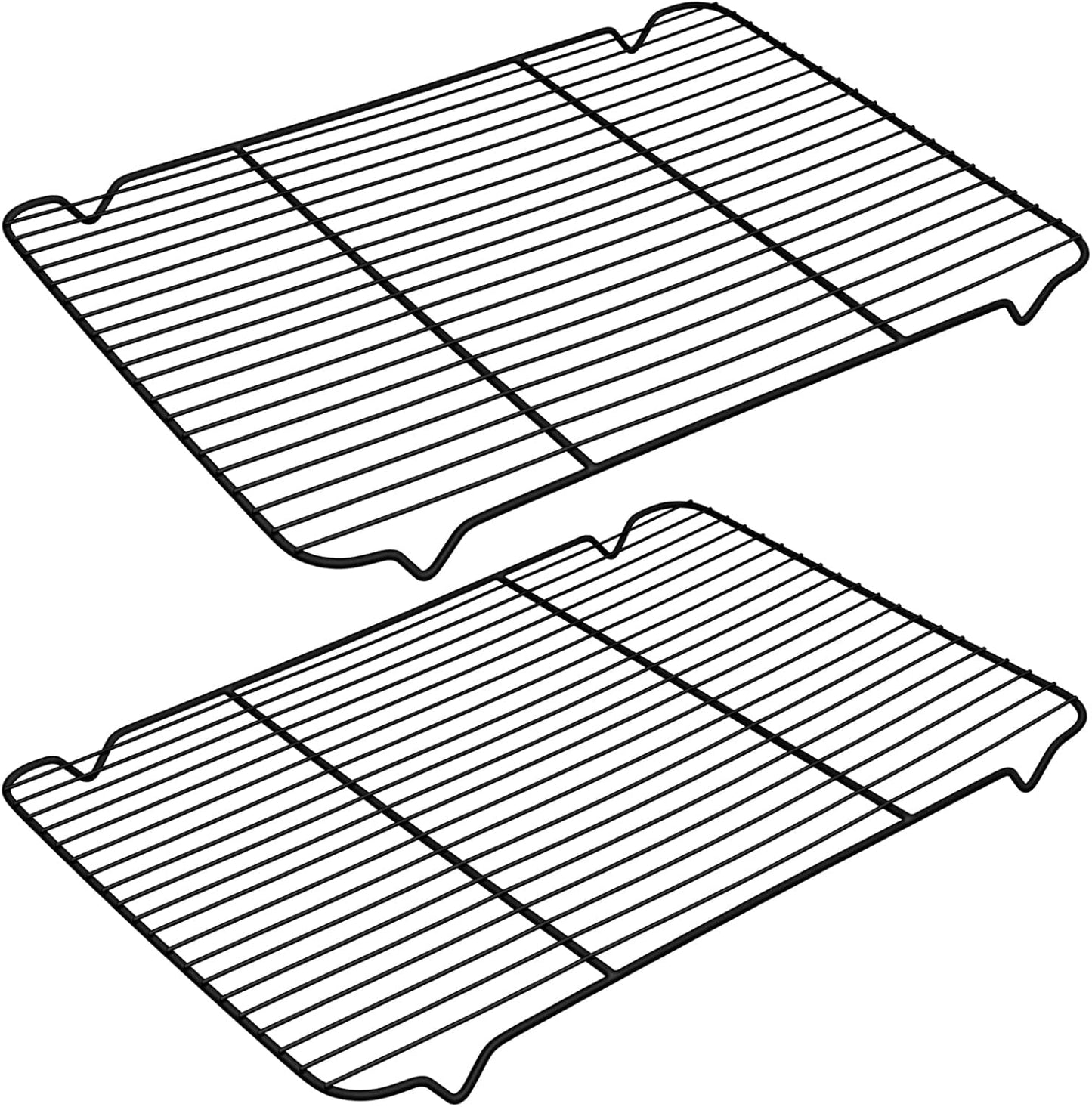 Cooling Rack Set of 2, E-far 1/2 Sheet Baking Racks for Oven Cooking Roasting Grilling, Non-stick 16.4” x 11.4” Wire Rack for Cookie Cake Bacon Meat Resting, Non-toxic & Easy to Clean