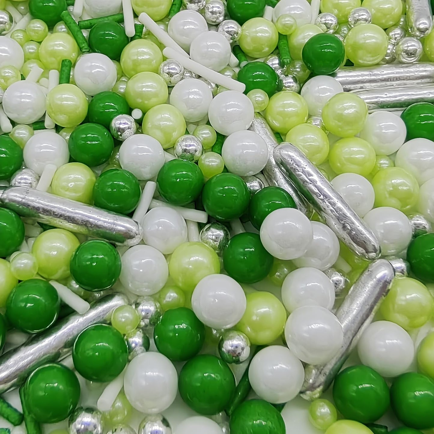 Green Series Sprinkles Candy Mix Size Edible Pearls Cake Decorations Cupcake Toppers Cookie Decorating Perfect for Wedding Party Valentine Halloween Christmas Supplies 4.58OZ
