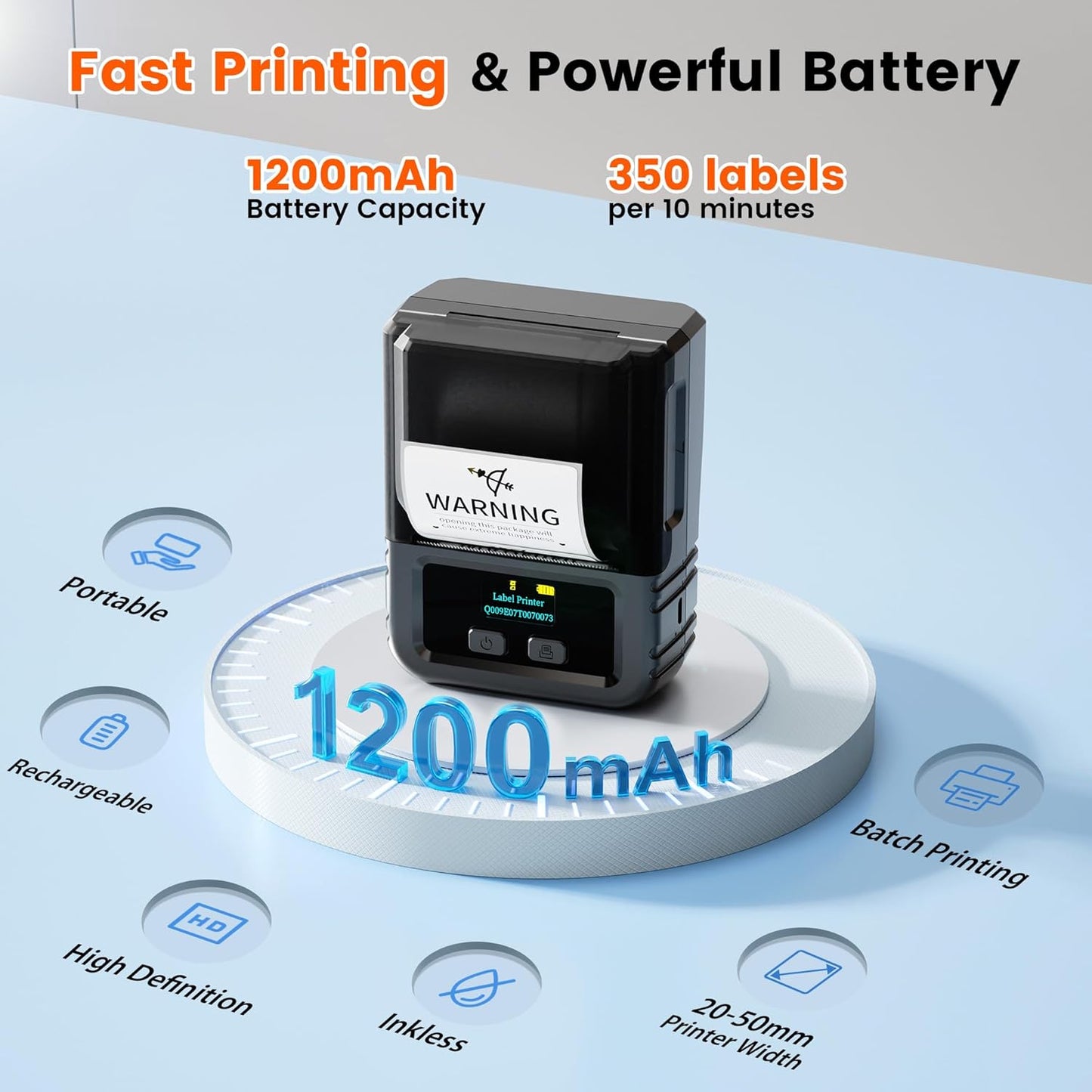 Phomemo M120 Label Maker, 2 Inch Bluetooth Thermal Label Printer with 3 Rolls Thermal Label(4030/4030/5030mm), Label Maker Machine for Small Business, Barcode, Address, Sticker Printer for Phone & PC