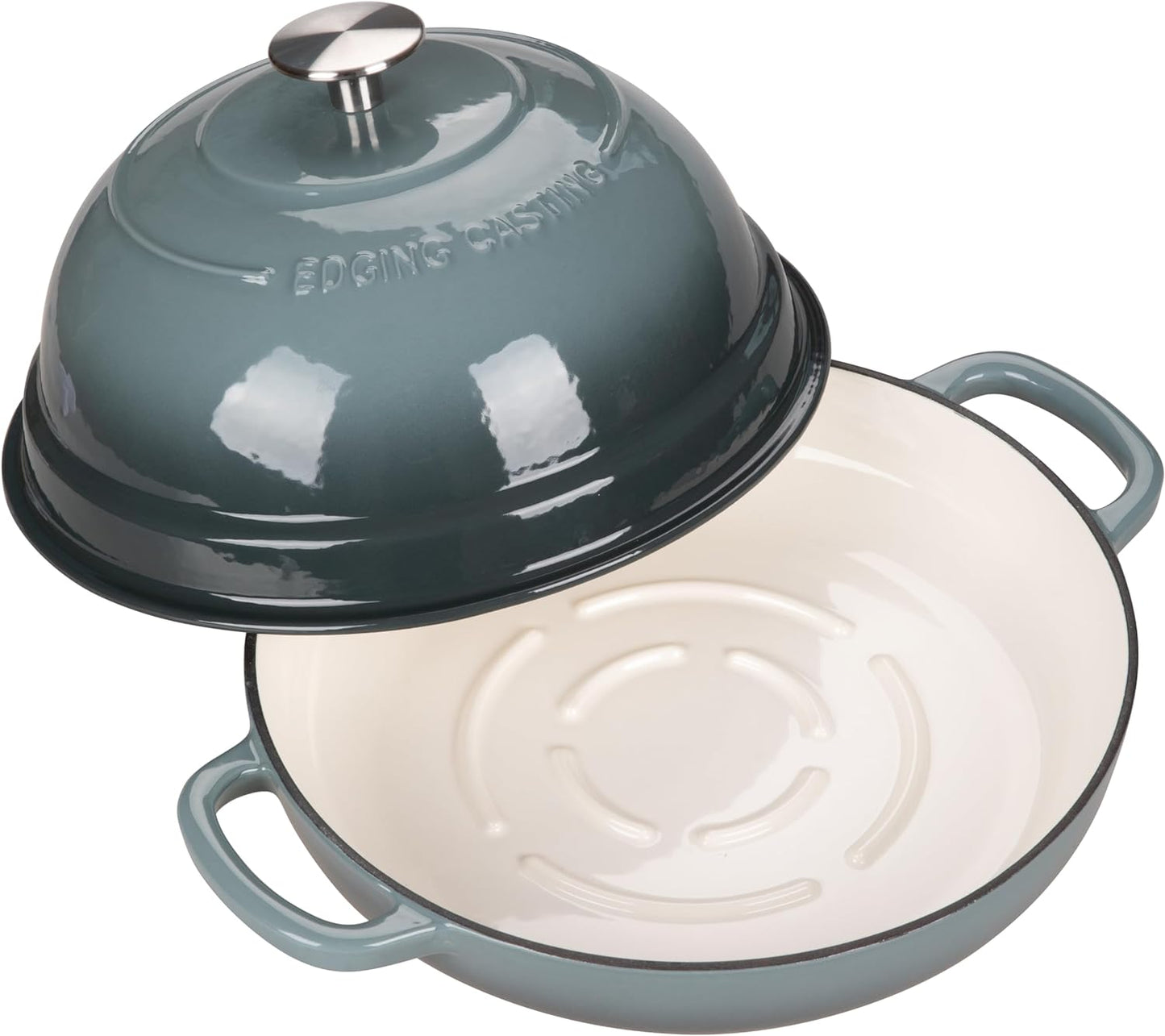 Enameled Cast Iron Dutch Oven Pot with Lid, Round Bread Oven for Homemade Sourdough Bread Baking, 6 Quart, Slateblue