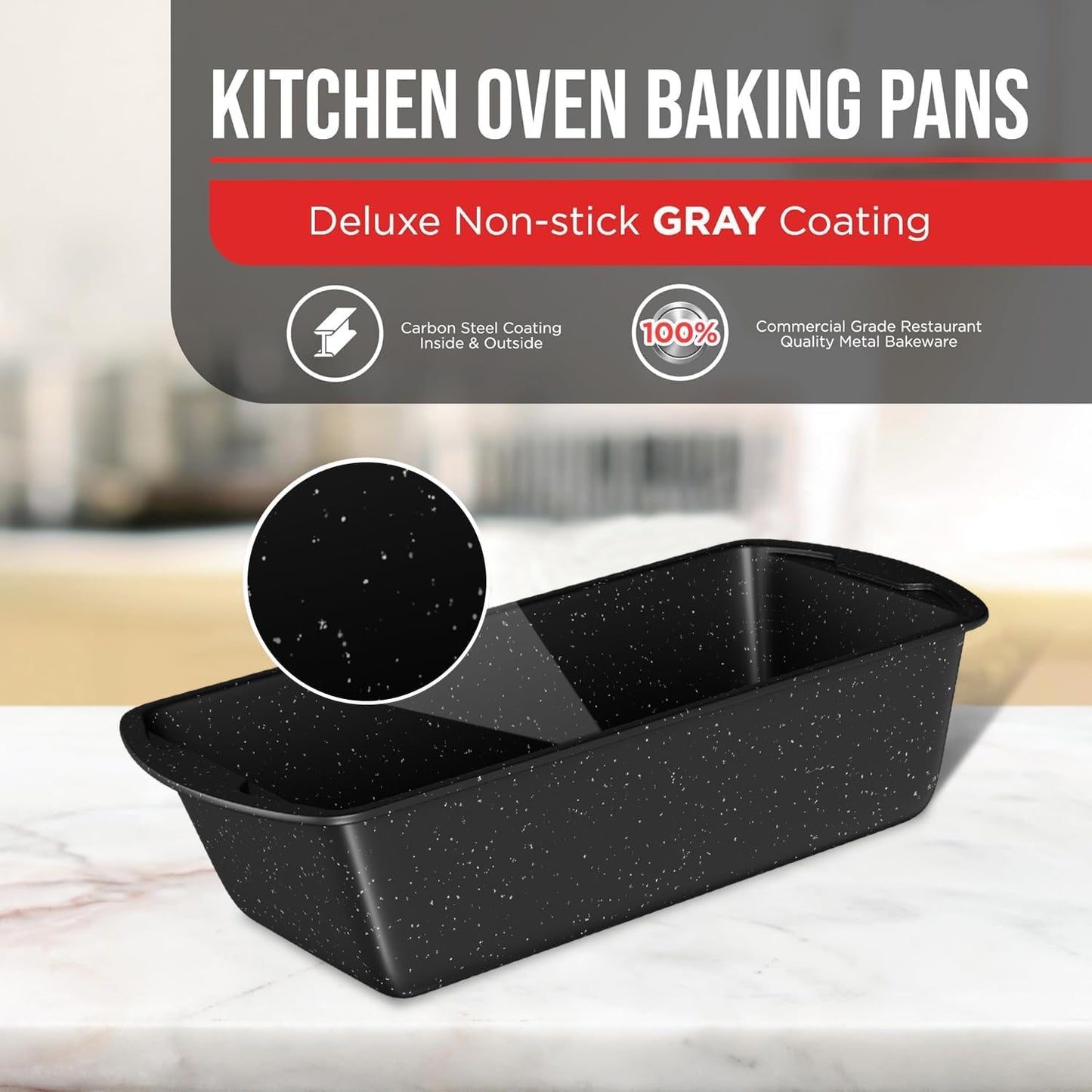 BAKKENMASTER Loaf Pan Set 1-Piece - Deluxe Nonstick Carbon Steel Bakeware for Perfect Bread and Cakes – Dishwasher Safe, Premium Pans for Home Baking