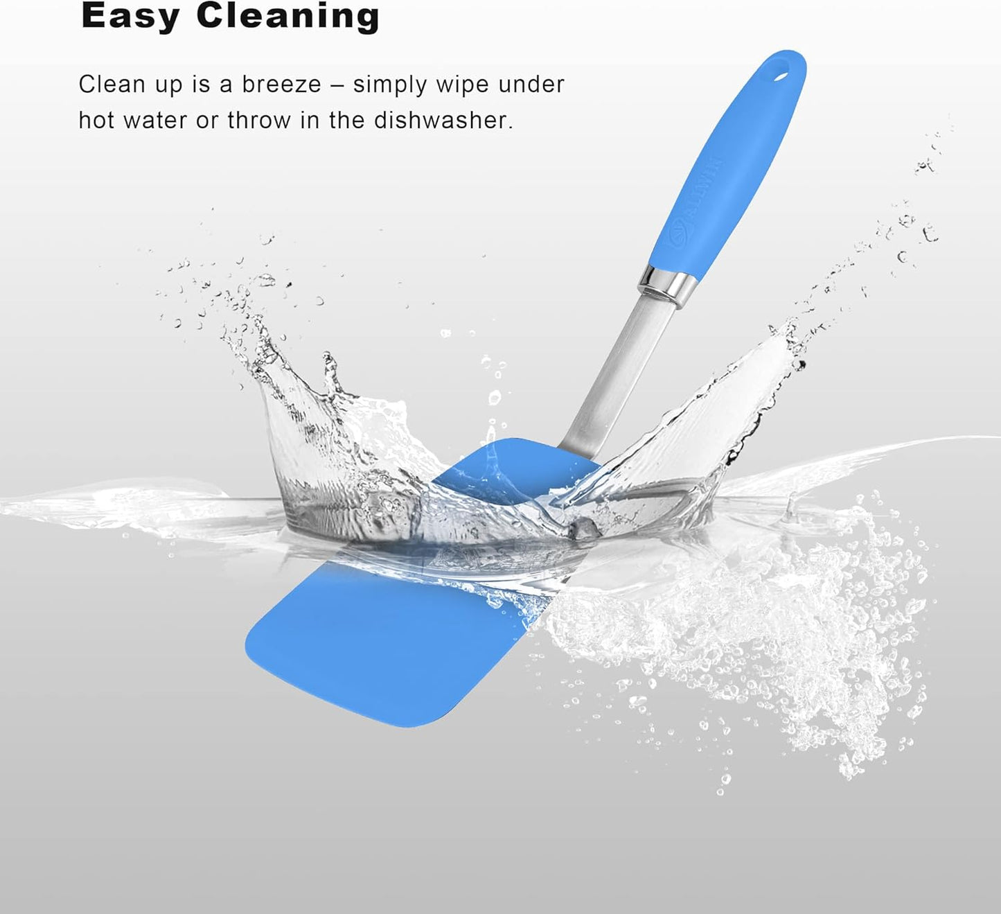 Silicone Spatulas Set Turners Tongs Cooking Utensils Set High Heat Resistant Kitchen Scraper Spatulas for Cooking Mixing Baking BPA Free Dishwasher Safe, Blue