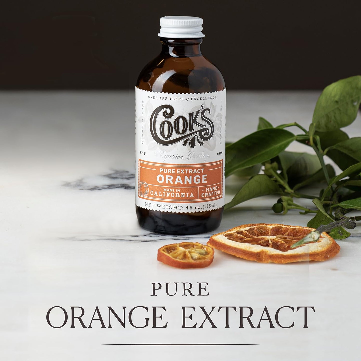 Cook's Pure Orange Extract From Florida Oranges | For Ice Cream, Cakes, Breads, Cookies and Drinks, 128 oz (1 Gallon)