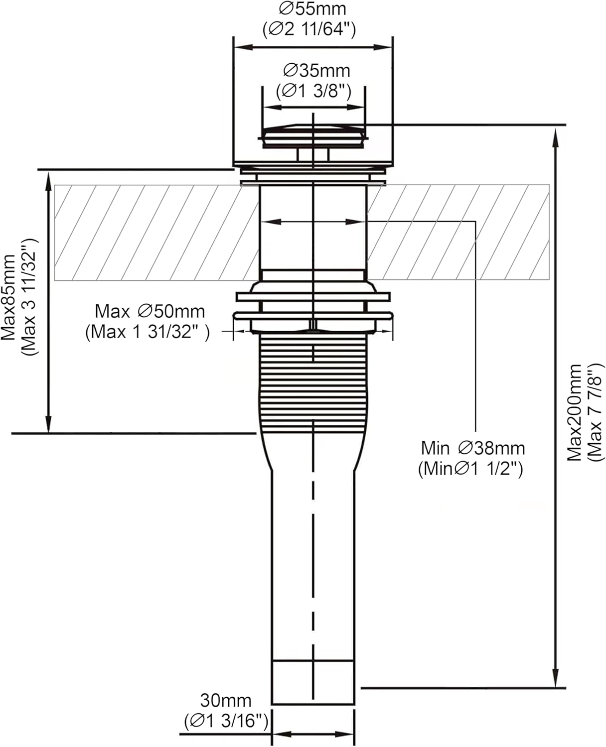 Pop up Sink Drain Stopper for Bathroom Vessel Vanity Sink Art Basin Matte Black, Small Cap Without Overflow, Metal Pop-up Drain Strainer with Detachable Basket Stopper