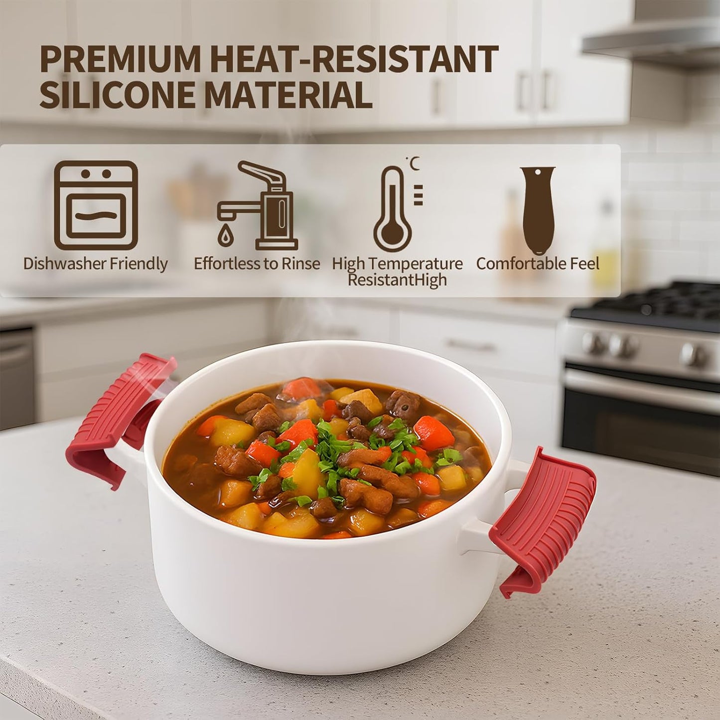 Cast Iron Skillet Handle Covers - 3 Pack Heat Resistant Silicone Pan Handle Sleeve, Non-Slip Pot Handle Covers Potholder for Cast Iron Skillet Pan (Red)