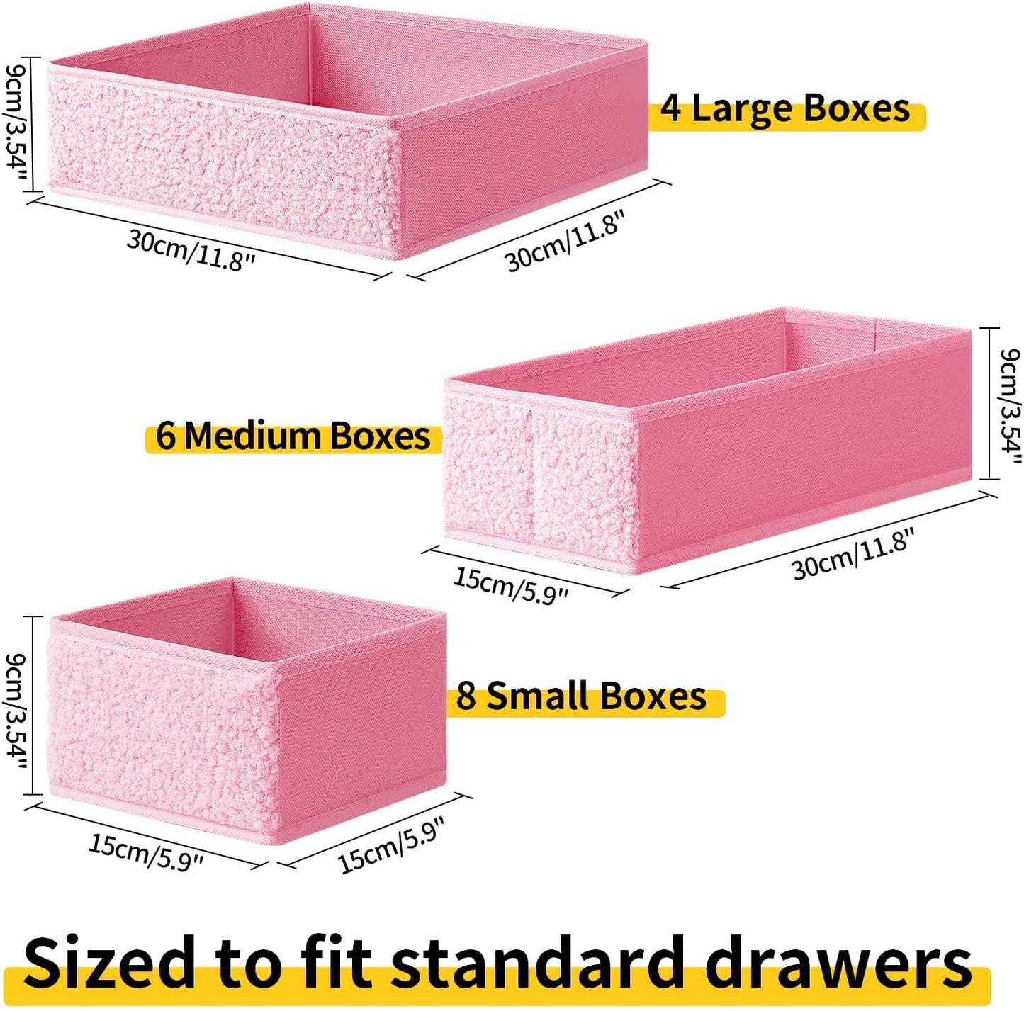 Drawer Organizer Clothes - 18 Pack Dresser Organizer for Nursery, Foldable Sock Underwear Organizer, Baby Drawer Organizer, Small Fabric Storage Bins for Dresser Drawer, Pink