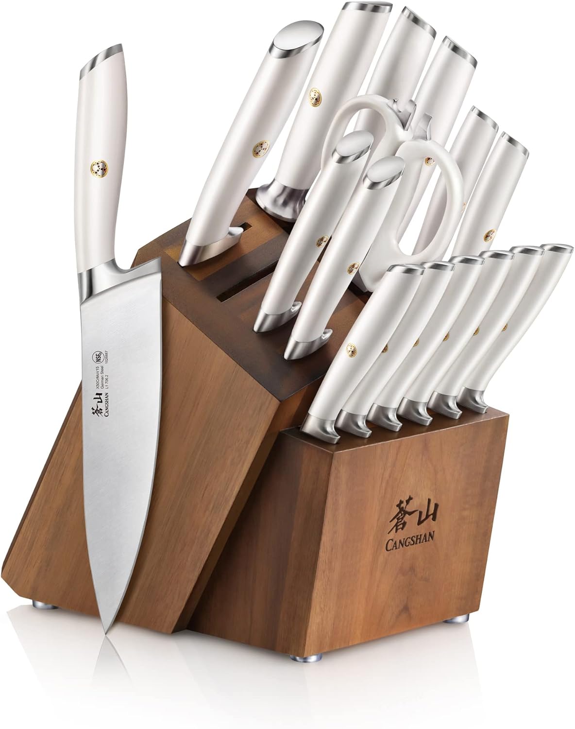 Cangshan L1 Series 17-Piece Knife Set, Forged German Steel (White)