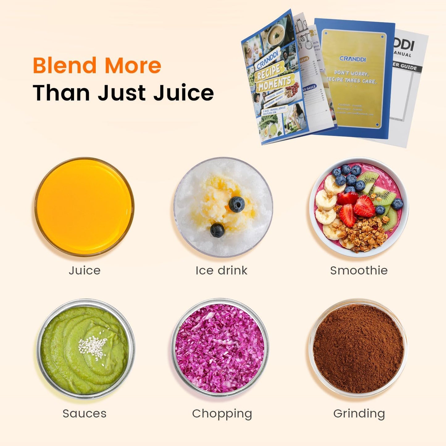 CRANDDI Commercial Blender for Crushing Ice, Chopping, Grinding, Blending, 1500W 80oz Blender with Tamper and Removable Soundproof Cover, K85 (Grey)