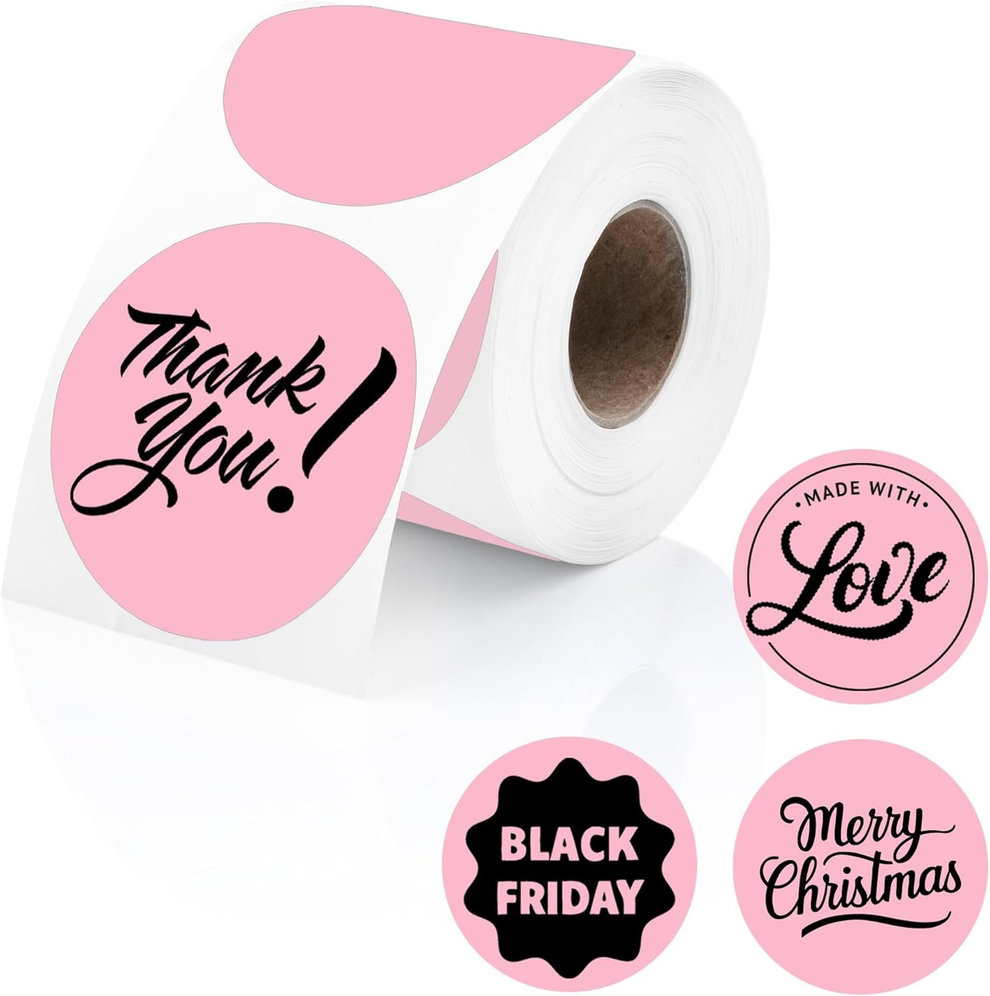 Perco Pink 2-Inch Perforated Circle Dot Thermal Sticker Labels — 300 Stickers/Roll, Direct Thermal Printer Compatible—with Permanent Adhesive for Organizing, Color Coding, Bin Labeling—Made in USA