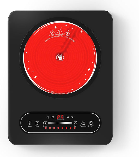 Single Burner Electric Cooktop,110V 1800W Electric Stove Top with LED Touch Control,10 Power Levels, Timer, Safety Lock,Portable cooktop