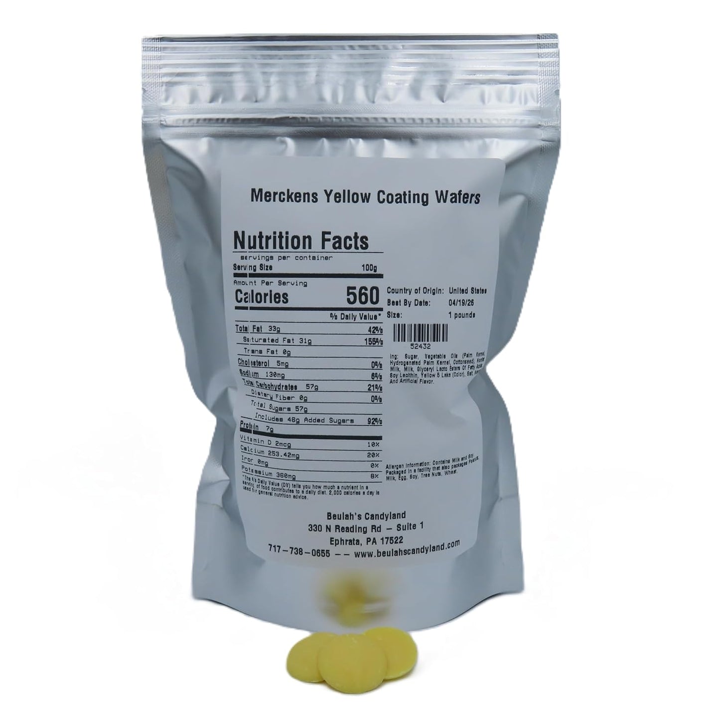 MERCKENS Coating Wafers, Yellow Melting Chocolate, 1 Pound Package