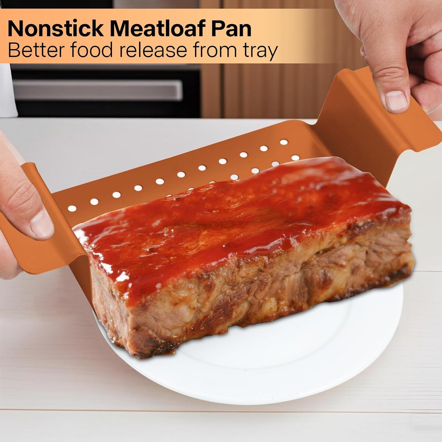 Gold Meatloaf Pan with Drain Tray, Non Stick loaf Pan Set of 2, Heavy Duty 9.8x5.7 Inch Meat loaf Pan with Insert Drip Rack, for Baking Bread and Healthy Meatloaf