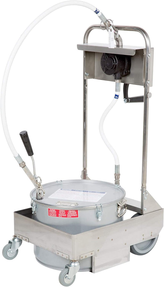 MirOil 55HD Fyer Oil Filter Machine w/Discard Trolley & Hand Operated Pump, Filtration System for Deep Fryer for Kitchen, Food Service & Food Trucks, Portable Oil Filter Machine for 55lb Fryer Grease