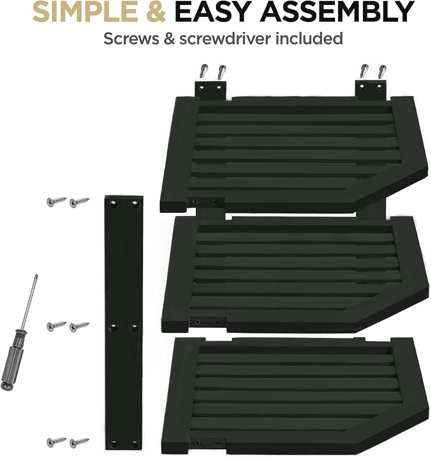 Cabinet Organizer Shelf - Bamboo Corner Rack for Kitchen Counter, Cabinet Space Saver for Plates, Dishes, Bowls, Bread Pantry, Bathroom Storage or Countertop Stand, Black