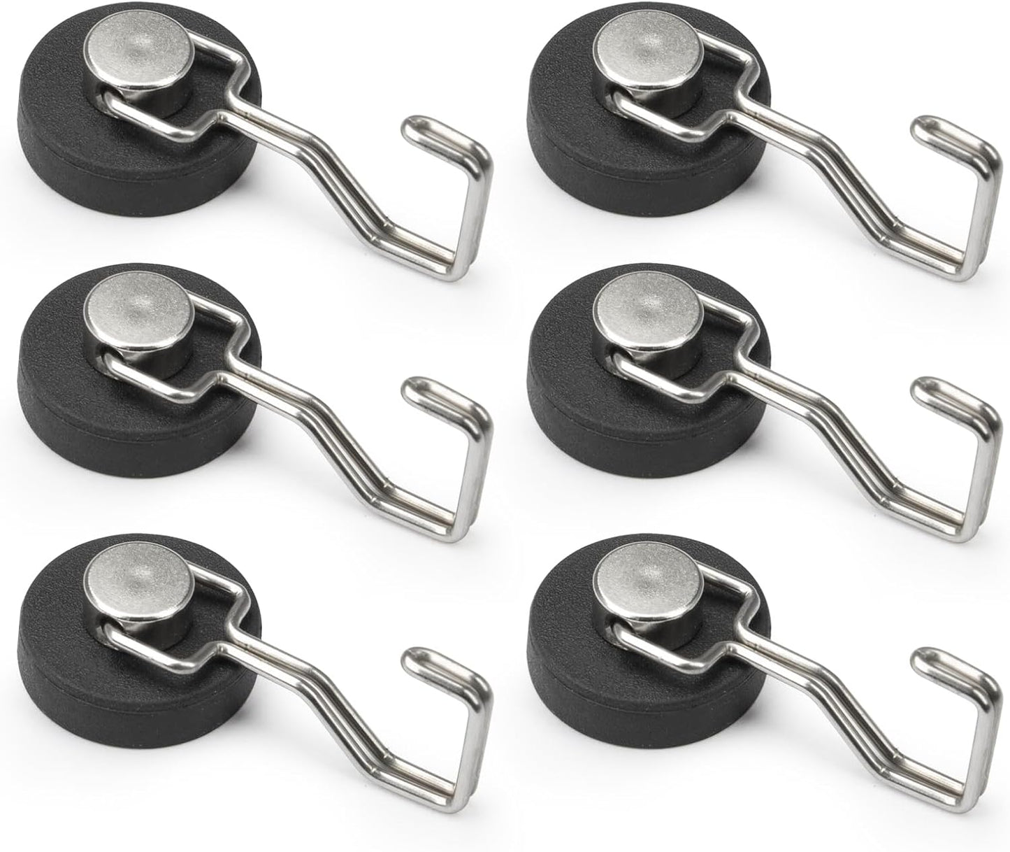 Rubber Coated Magnetic Hooks for Cruise Ship Cabin,Kitchen,Garage,Classroom and Office Waterproof Heavy Duty Metal Hangers with Increased Friction and Anti-Scratch Protection(6, Sliver)