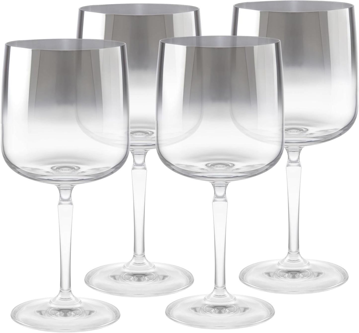 Barski Wine Glasses - Set of 4 - Water Glass -Smoked Metallic Ombre- Stemmed - 12 Oz. - for Red or White Wine or Water - Made in Europe