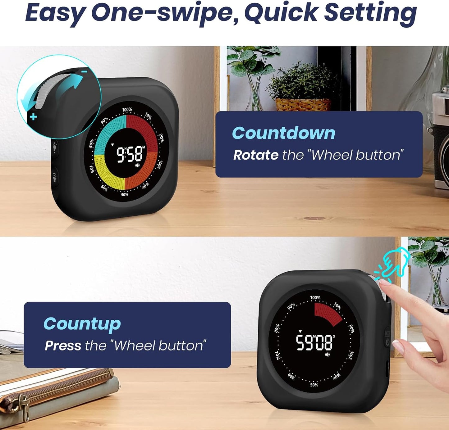 Visual Timer for Kids, 10 Hours Countdown/Up, with Rechargeable, 3 Volume Levels, 3 Brightness Display, and Magnetic, Homeschool Study Tool, Large Digital Timers for Classroom, Kitchen