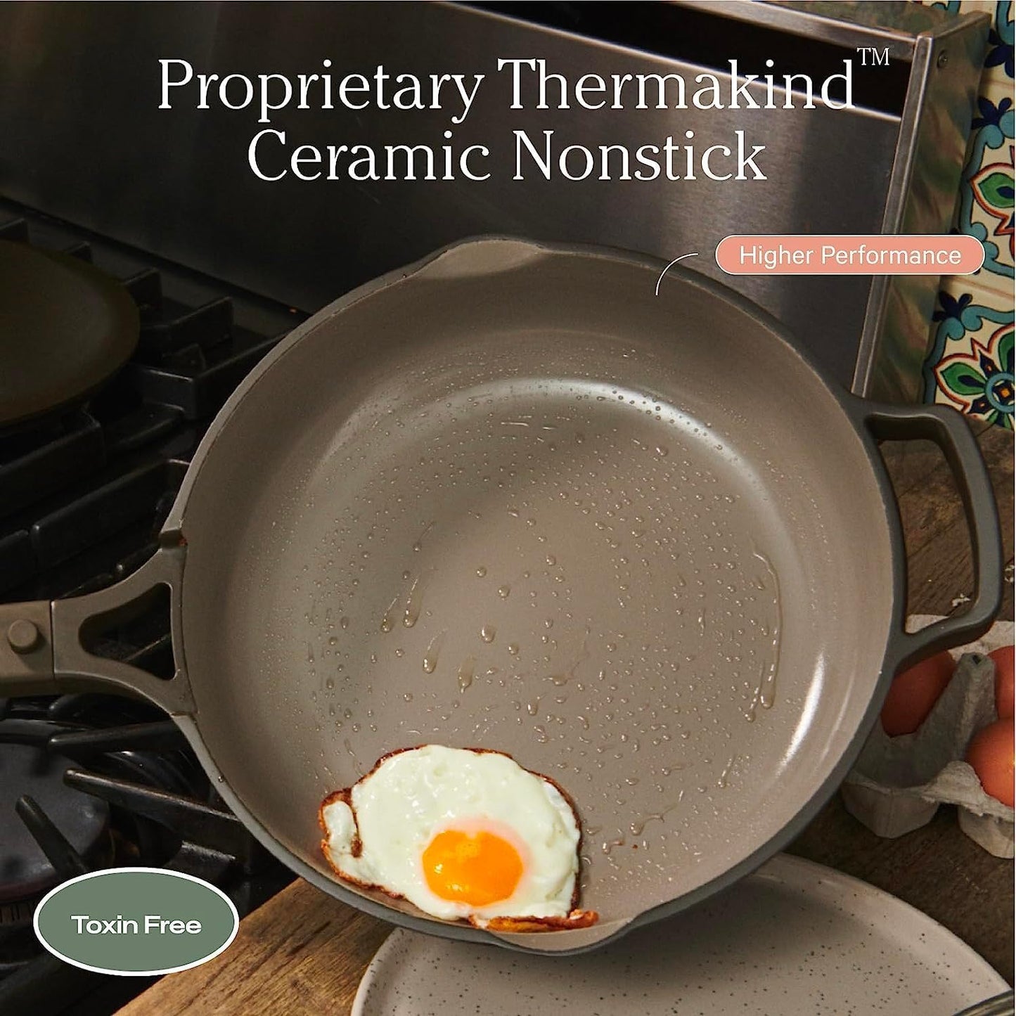 Our Place Mini Always Pan 2.0-8.5” (1.2 Qt) Nonstick, Toxin-Free Ceramic Cookware | Patented 10-in-1 Aluminum Frying & Sauté Pan | Safe for Oven, Induction & All Cooktops up to 450°F | Spice