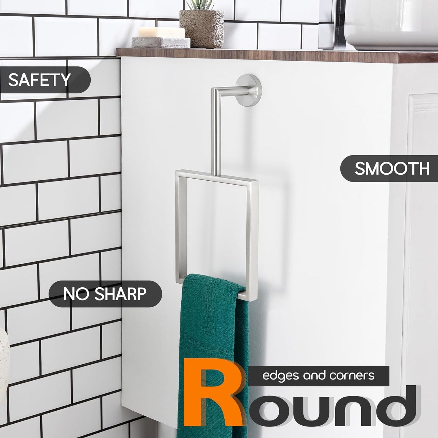 Towel Ring Brushed Nickel Hand Towel Rack for Kitchen Decor Wall Mount Stainless Steel Bath Towel Hanger Bathroom Hardware Accessories, AN3005BR