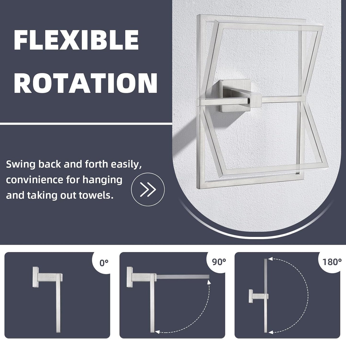 Suyar Brushed Nickel Towel Ring, SUS 304 Stainless Steel Modern Bathroom Hand Towel Holder for Wall