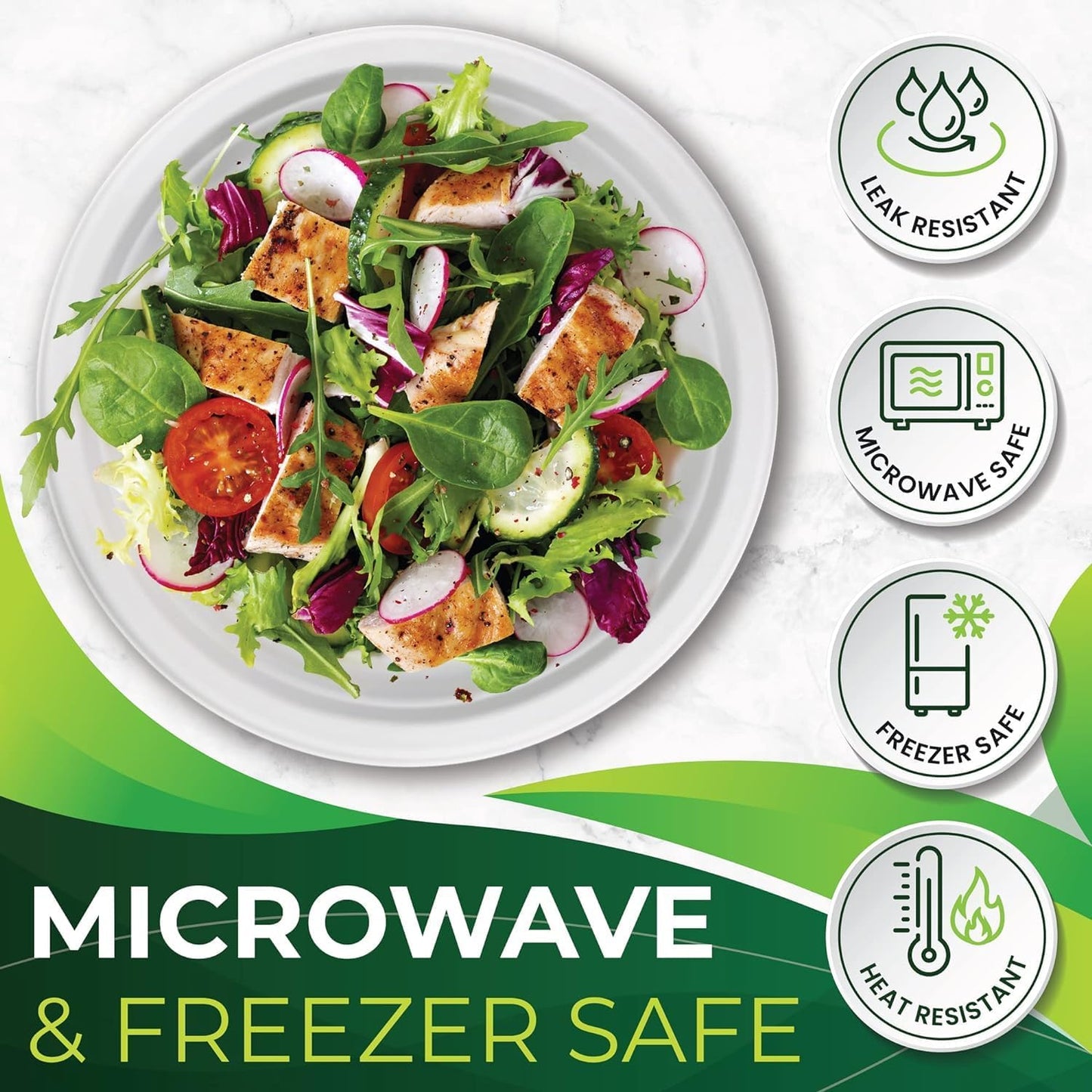 125 PCS 100% Compostable 9 in Paper Plates, Heavy Duty Disposable Plates, Eco Friendly Dinner Plates, Biodegradable Plates Made of Sugarcane Fiber