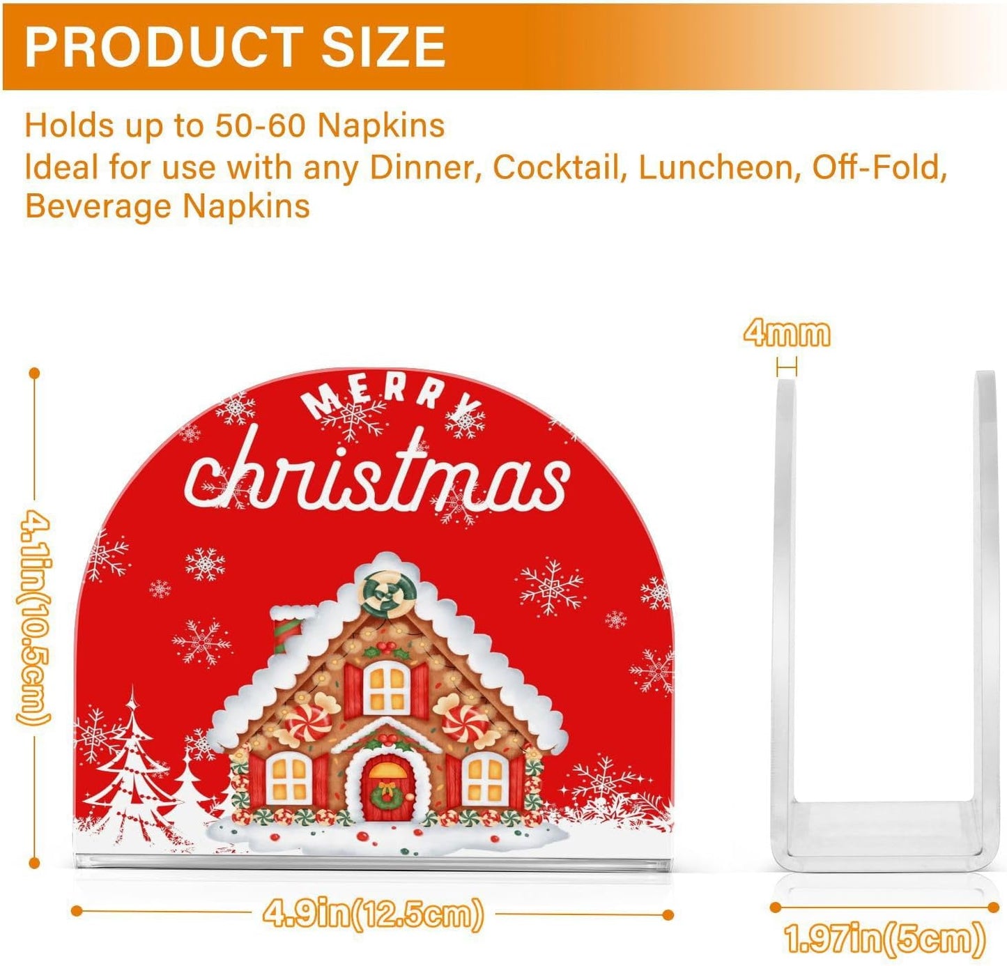 Christmas Cake House Napkin Holder for Table Paper Napkins Holder Acrylic Tissue Dispenser Kitchen Dining Room Bathroom Party Car Decor