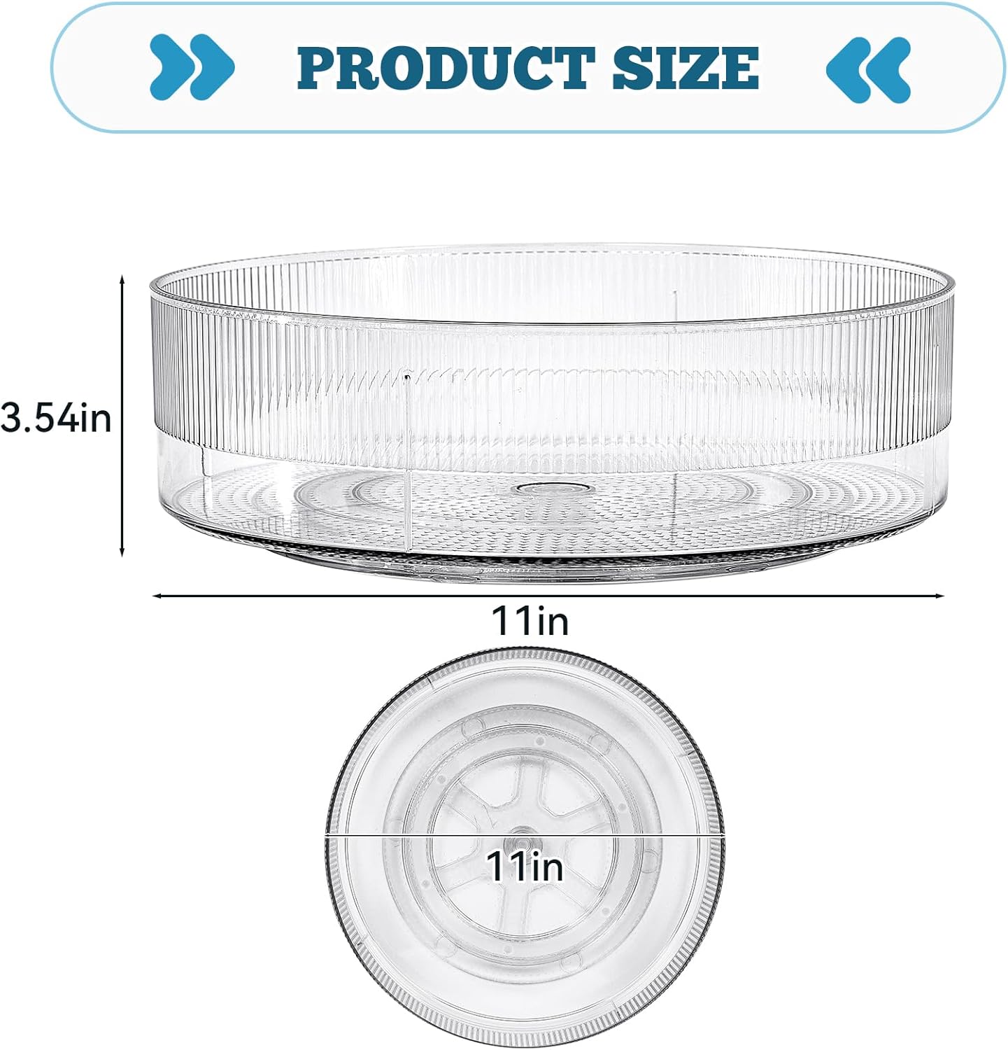 FreshKeeper Plastic Lazy Susan Organizer, Clear Pantry Lazy Susan Turntable for Cabinet and Kitchen 11’’
