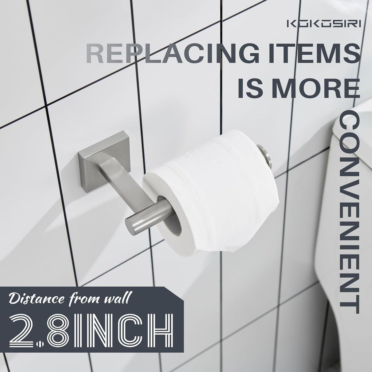 KOKOSIRI Toilet Paper Holder Tissue Paper Dispenser for Bathroom Toilet Roll Holder Wall Mounted, Brushed Nickel Stainless Steel B2008BR