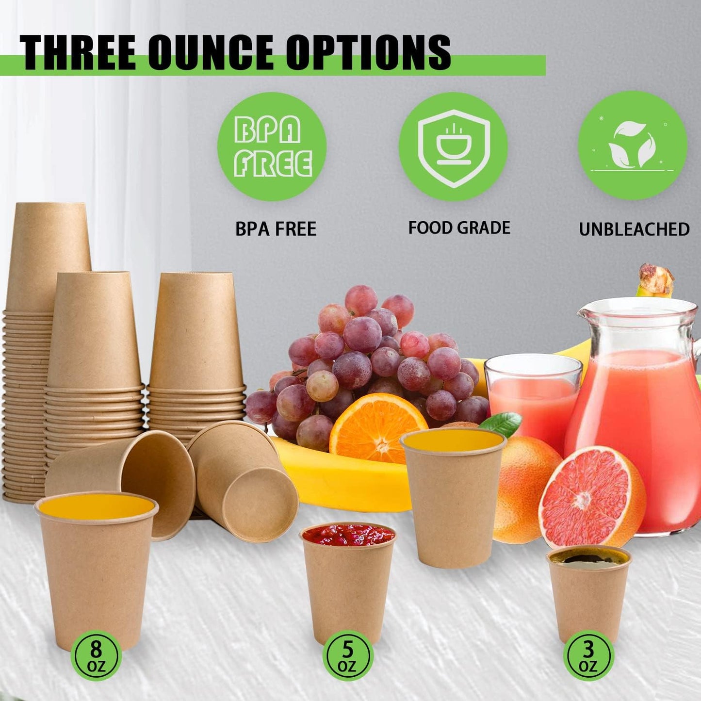 Lamosi 200 Pack 10 OZ Kraft Paper Cups, Brown Disposable Paper Coffee Cups, Biodegradable Unbleached Cups for Hot/Cold Beverage Party Home Office