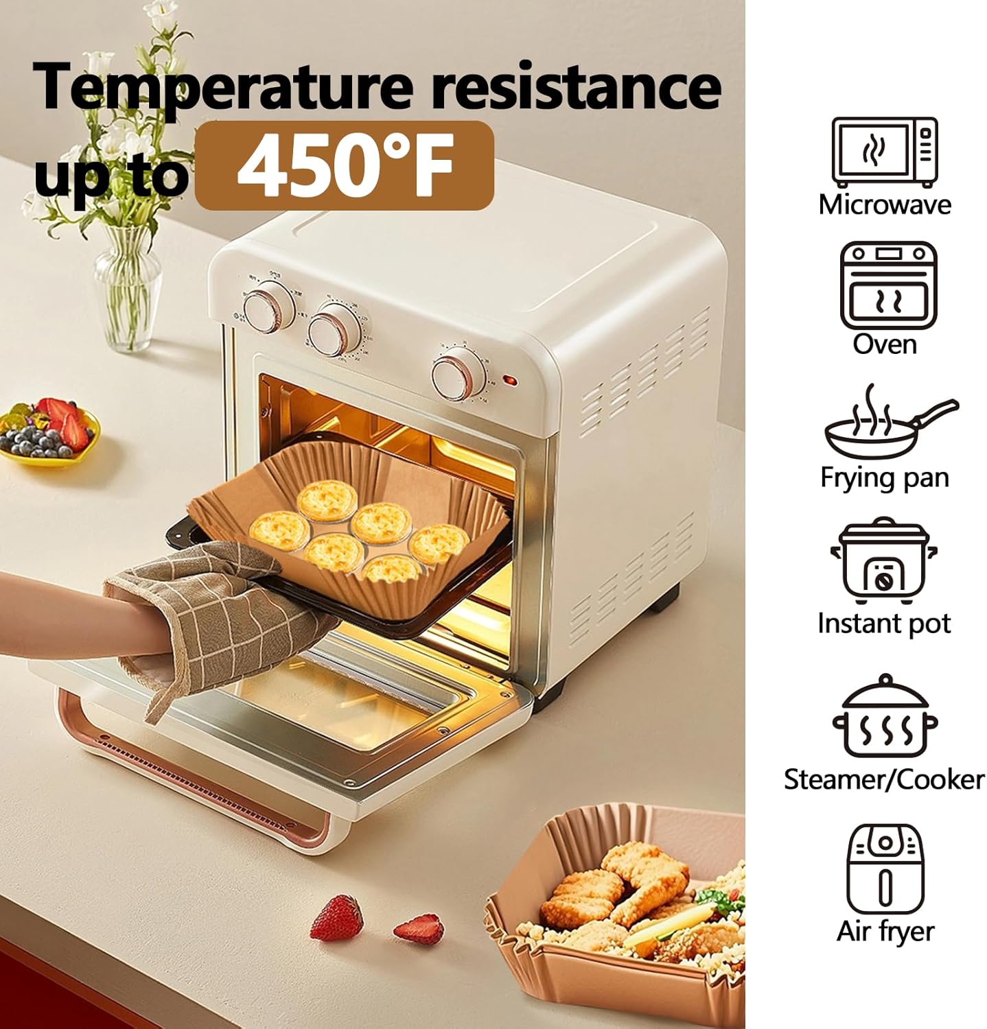 150 Pack 8.5 Inch Air Fryer Liners, Parchment Paper Sheets for Air Fryer Basket, Non-Stick, Disposable, Unbleached, Heat Resistant, Fits 5-8QT Air Fryers, Oil-Free & Healthy Cooking(Bottom size: 7in)