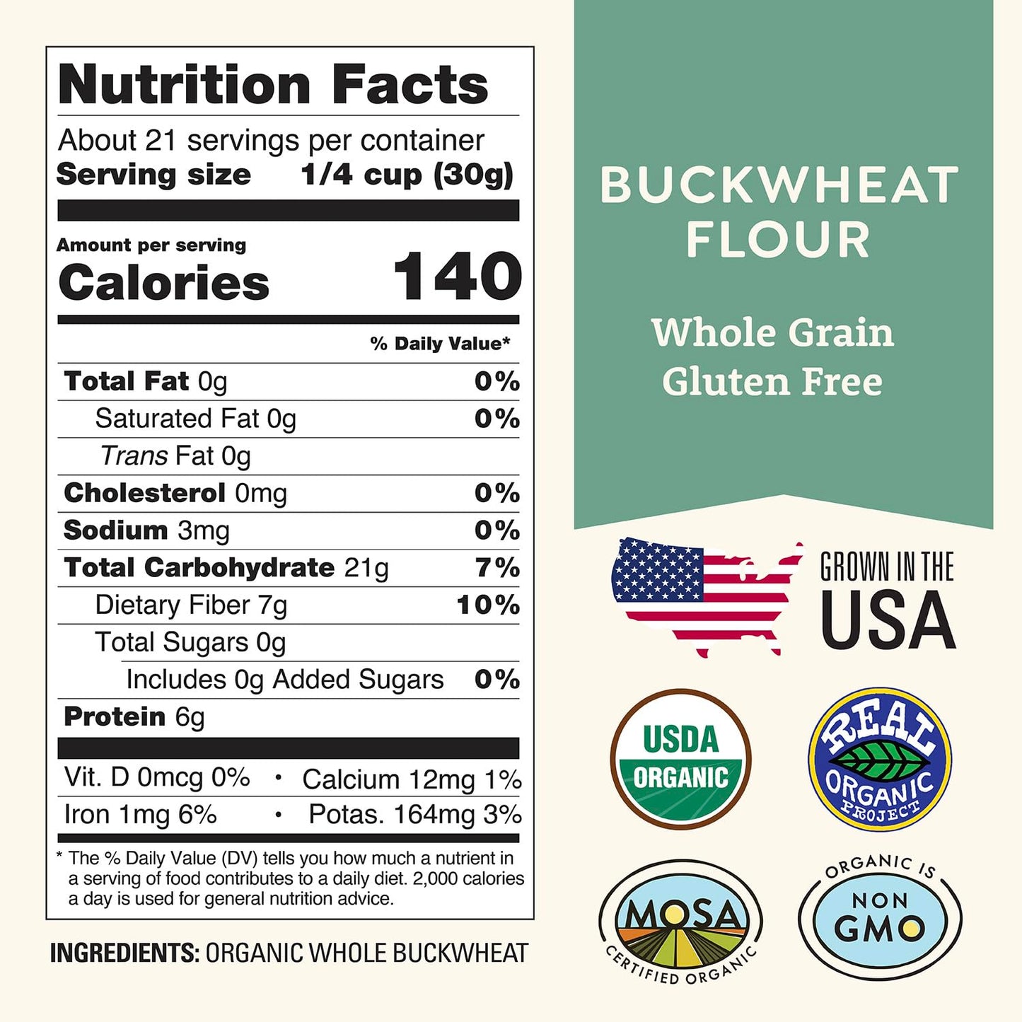 Organic Buckwheat Flour 1.5 lb - Non-GMO, USDA Organic, Gluten Free, Vegan - For Baking Bread, Pancakes, and More! Grown In USA, Farmed From Regenerative Soil by Doudlah Farms