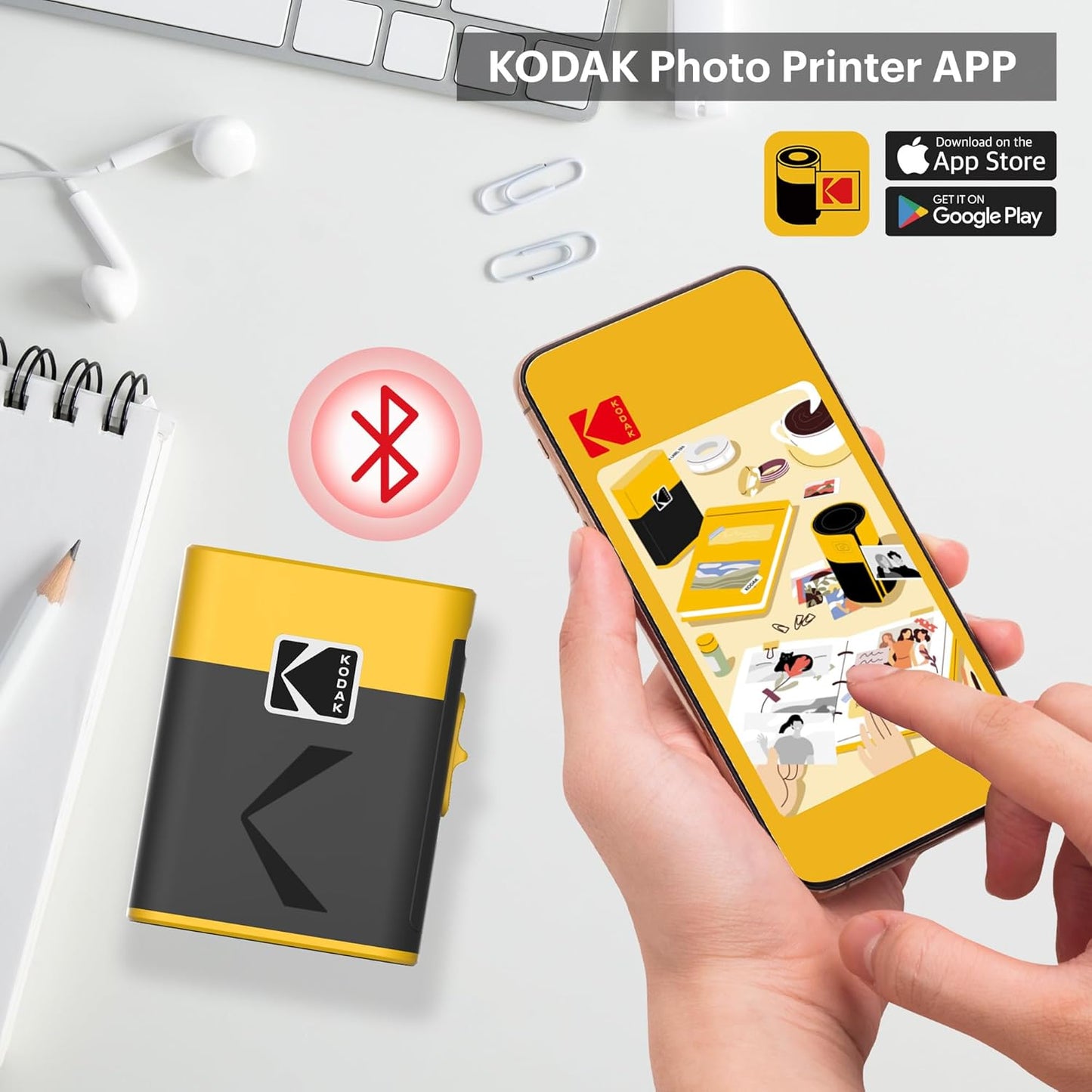 KODAK Label ERA Label Maker Machine Bundle, Yellow (1 Roll Sticker Label & 12 Rolls Set)