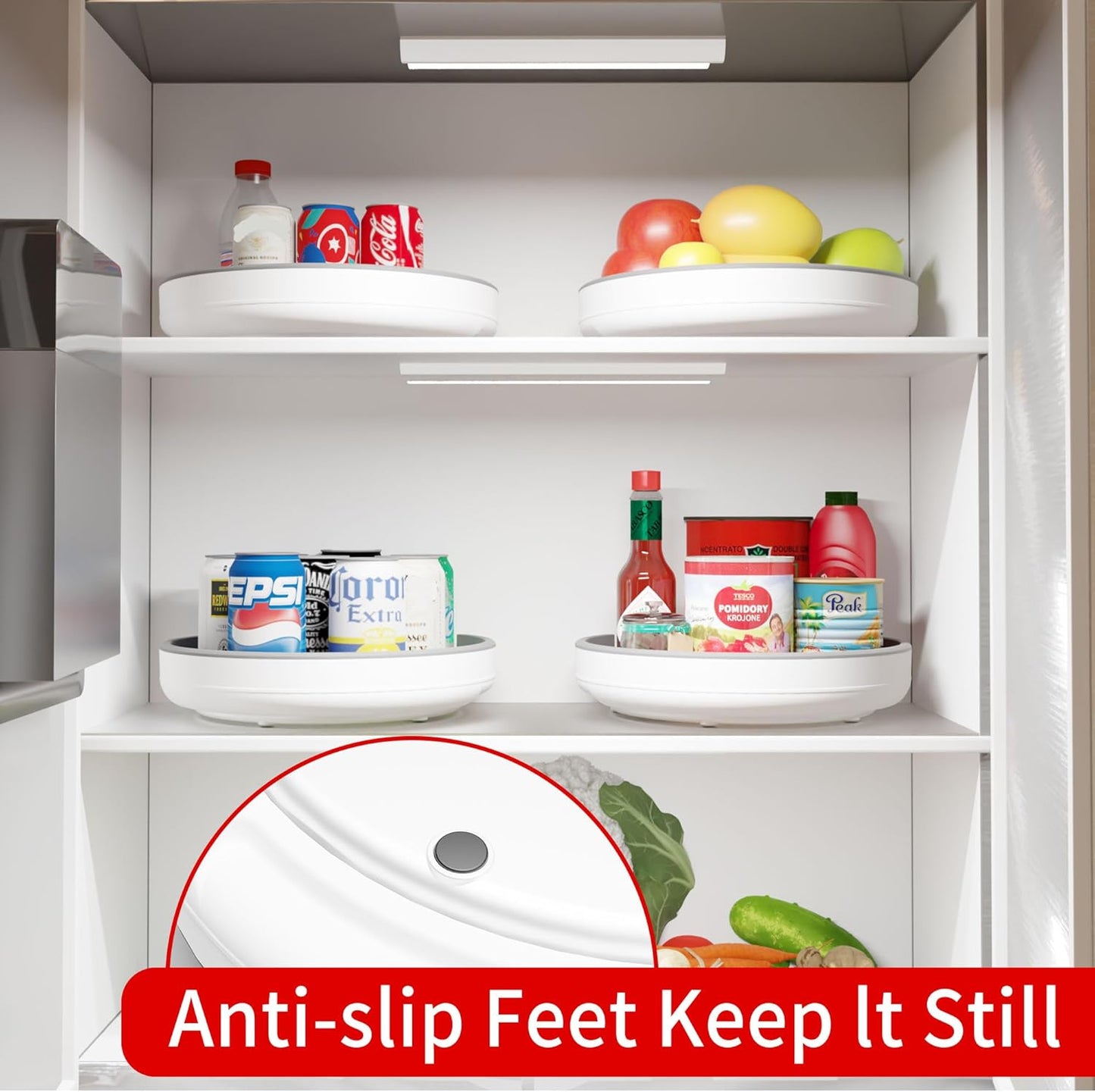 4 Pack 10 Inch Non-Skid Lazy Susan Turntable Organizers - Spinning Rack for Pantry Organization and Storage, Kitchen, Cabinet, Fridge, Bathroom Vanity, Countertop, Under Sink Organizing, Spice Rack