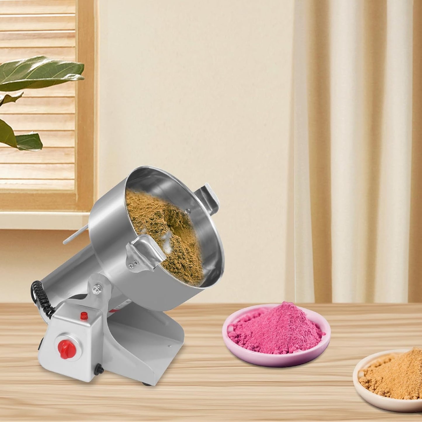 Electric Grain Mill Grinder High Speed 30000r/min Powder Machine Grain Spice Herb Grinder Dry Grinder Machine Stainless Steel Powder Grinder for Dry Spice Herbs Grains Coffee Rice Pepper (2500g 4500W)