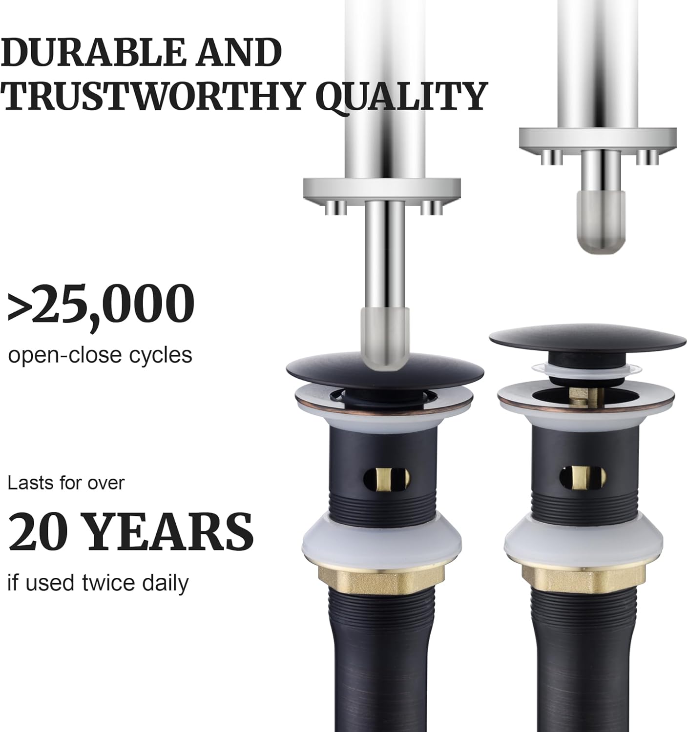 Pop up Sink Drain Stopper with Overflow Oil Rubbed Bronze for Bathroom Vessel Vanity Sink Art Basin，Big Cap Sink Drain with Overflow, Metal Pop-up Drain Strainer with Detachable Basket Stopper