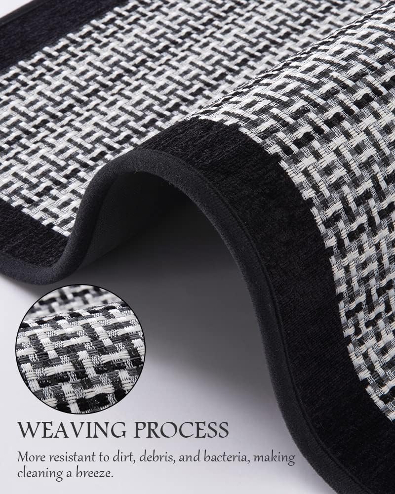PADOOR Kitchen Mats for Floor, Kitchen Rugs Non Slip Washable, Rubber Backed Kitchen Runner Super Absorbent Kitchen Floor Mat Sink Rug, 17”x24” Black