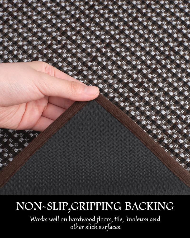 PADOOR Kitchen Mats for Floor, Kitchen Rugs Non Slip Washable, Rubber Backed Kitchen Runner Super Absorbent Kitchen Floor Mat Sink Rug, 20”x47” Dark Brown
