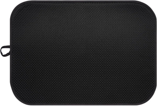 Black Dish Drying Mat XXL 17”x24” – Absorbent Kitchen Drying Mat for Kitchen Counter, Dish Rack Mat, Utensils, Pots & Pans – Dish Drying Pad, Drainer Mat, Dish Mats for Drying Dishes