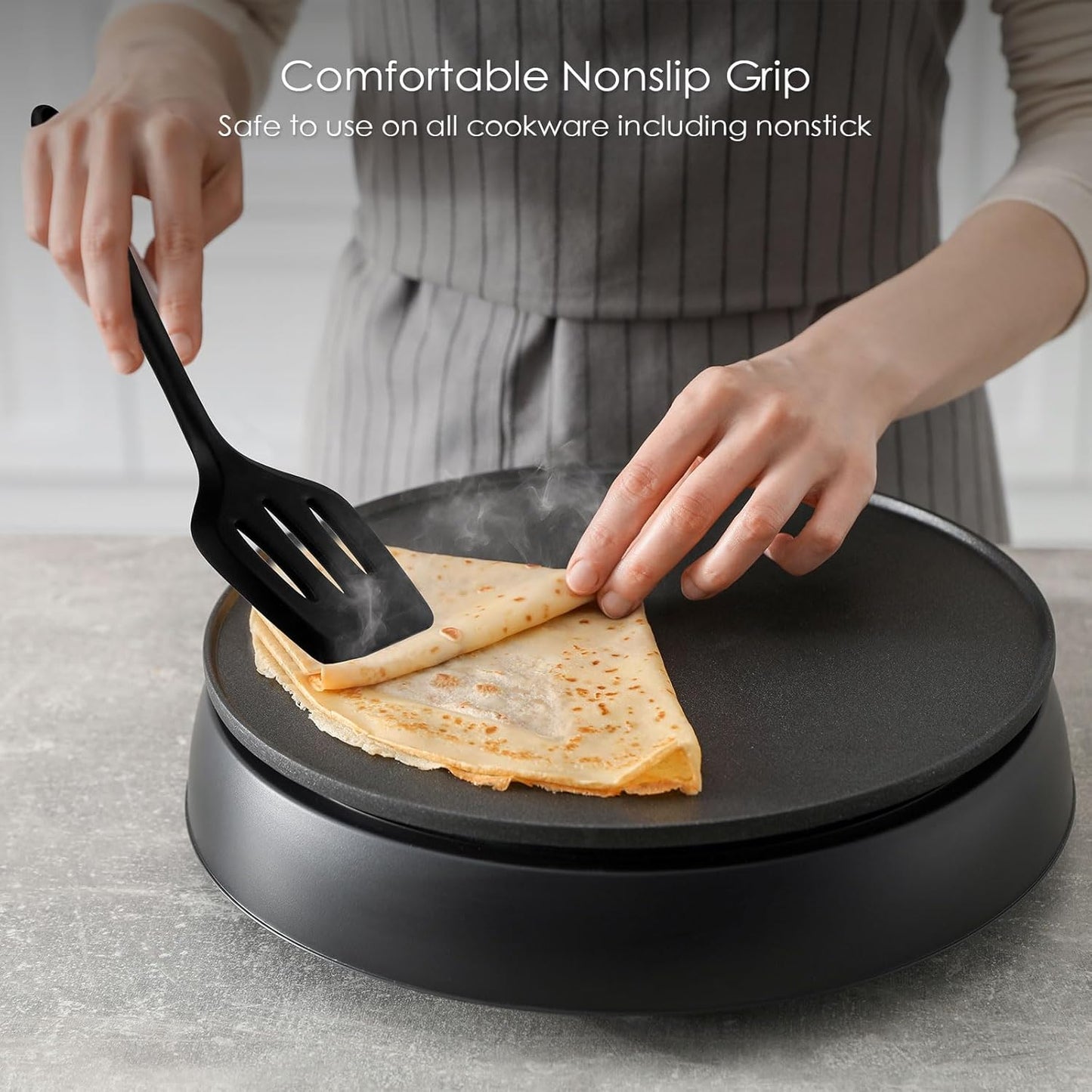 Silicone Spatula Set - Heat Resistant & Food Grade - 4 Piece Nonstick Rubber Spatulas for Baking and Cooking, Dishwasher Safe Kitchen Utensils (Black)