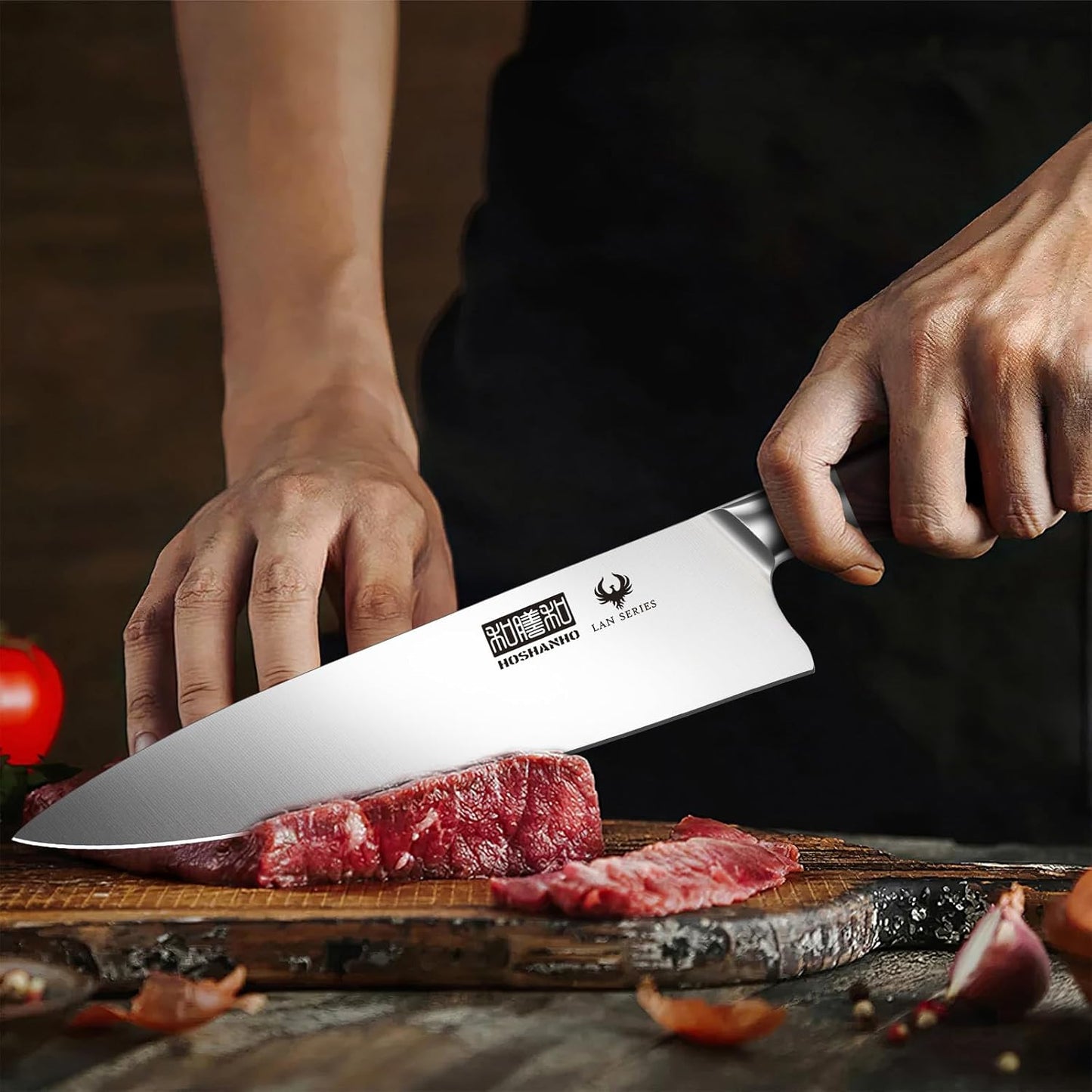 HOSHANHO 5-Piece Japanese Style Kitchen Knife Set,Professional Ultra Sharp High-Carbon Stainless Steel Chefs Knives with Ergonomic Wood Handle,Elegant Box Packaging